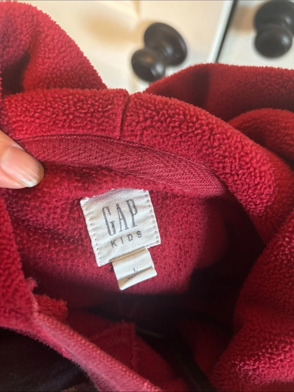 GAP Embroidered Pullover Hoodie in Rich Red